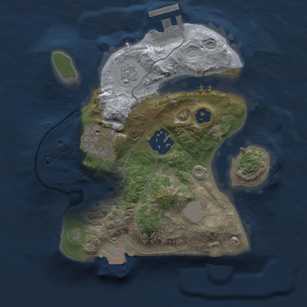 Rust Map: Procedural Map, Size: 2000, Seed: 424445, 5 Monuments