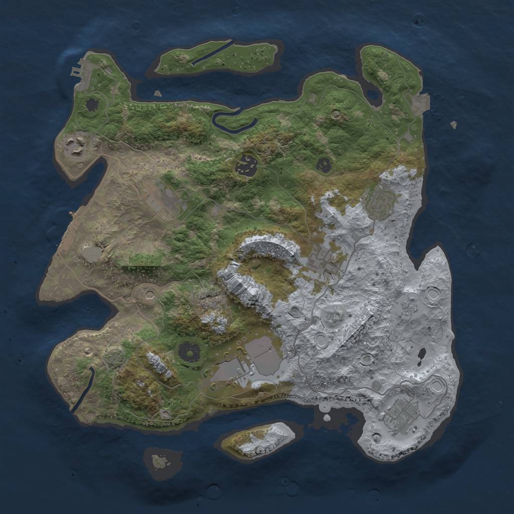 Rust Map: Procedural Map, Size: 3500, Seed: 2087883806, 15 Monuments
