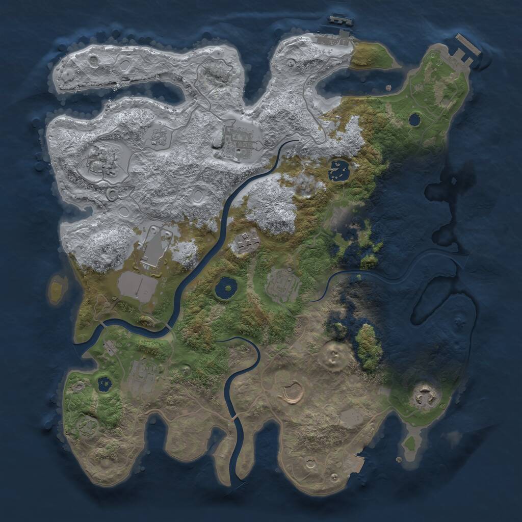 Rust Map: Procedural Map, Size: 3600, Seed: 397353651, 16 Monuments