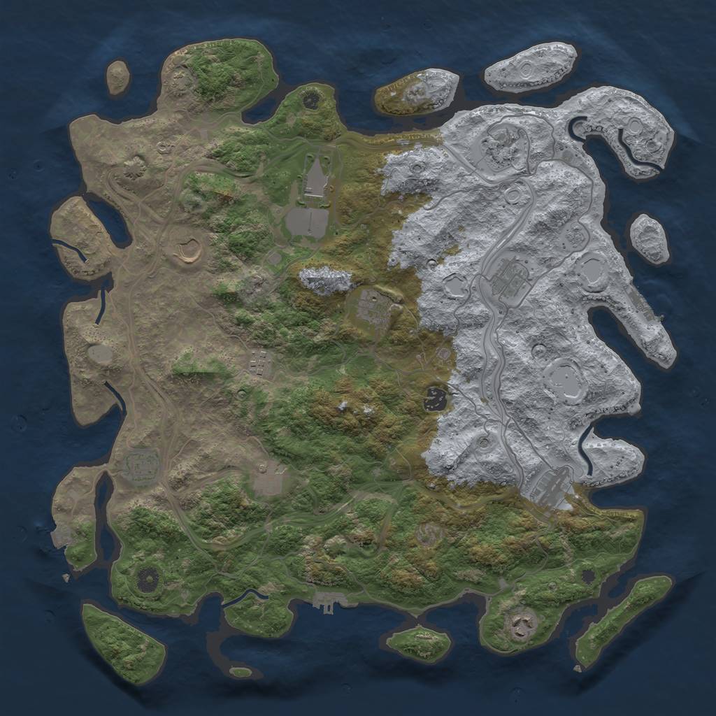 Rust Map: Procedural Map, Size: 4500, Seed: 1907185542, 19 Monuments