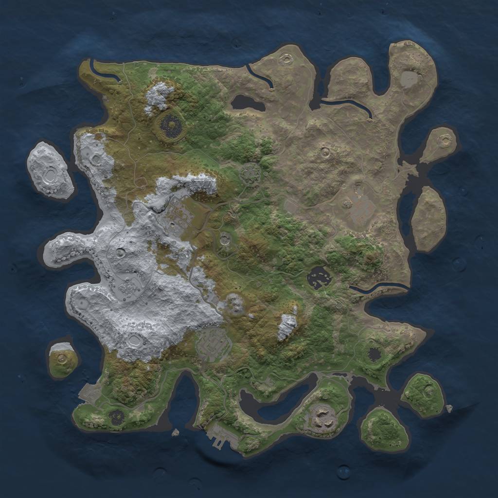 Rust Map: Procedural Map, Size: 3300, Seed: 1031938900, 12 Monuments