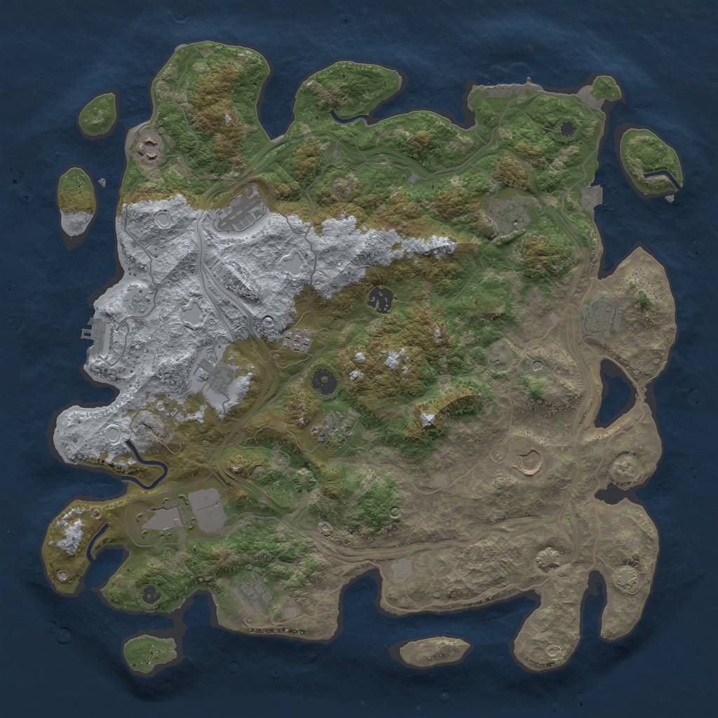 Rust Map: Procedural Map, Size: 4250, Seed: 1049766407, 19 Monuments