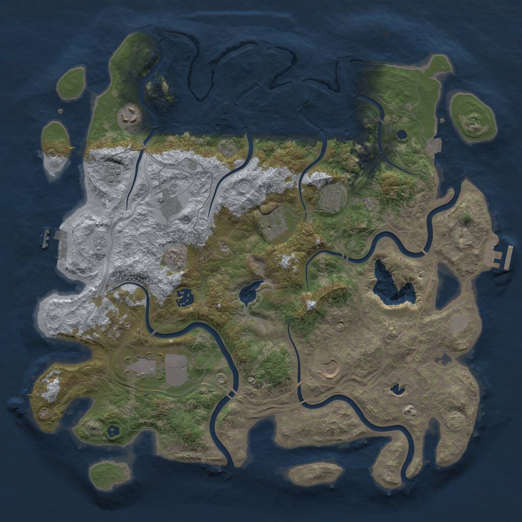 Rust Map: Procedural Map, Size: 4250, Seed: 1049766407, 15 Monuments