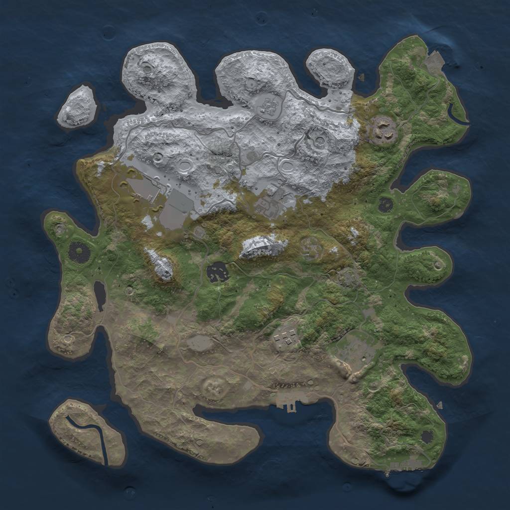 Rust Map: Procedural Map, Size: 3500, Seed: 1188104764, 14 Monuments