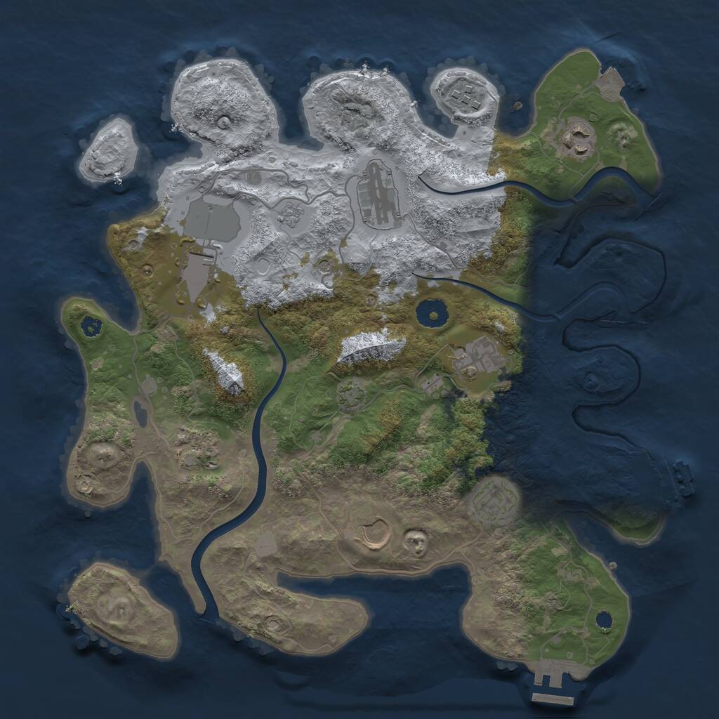 Rust Map: Procedural Map, Size: 3500, Seed: 1188104764, 14 Monuments