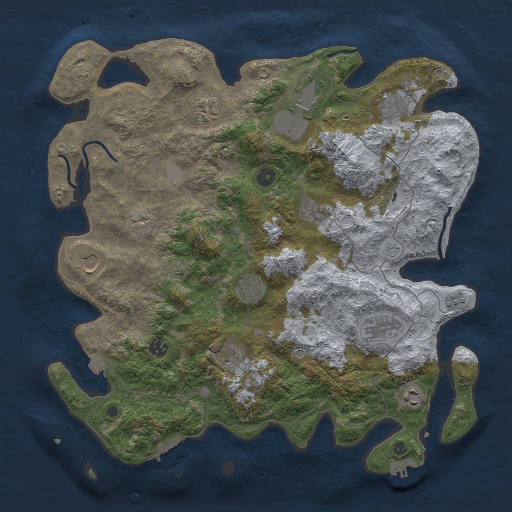 Rust Map: Procedural Map, Size: 4100, Seed: 54442, 19 Monuments