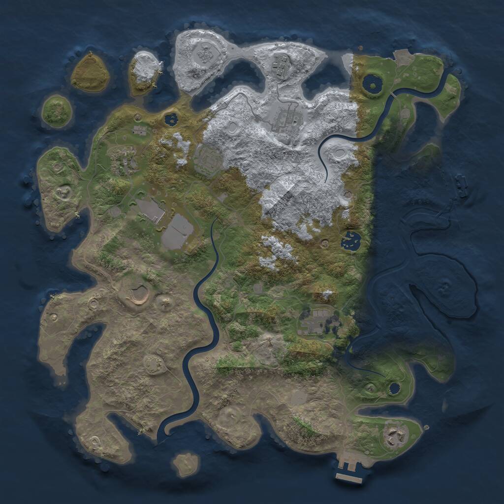 Rust Map: Procedural Map, Size: 3850, Seed: 1041475150, 15 Monuments