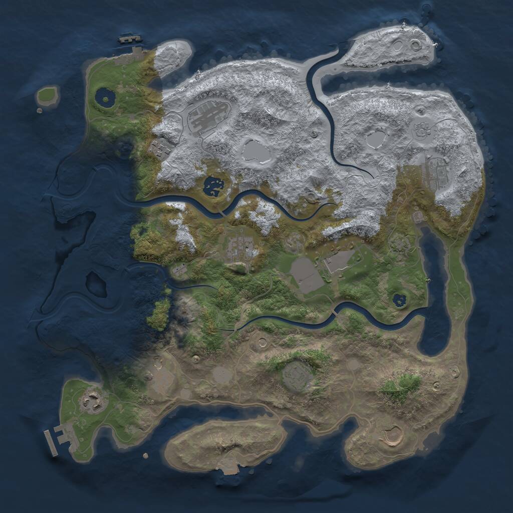 Rust Map: Procedural Map, Size: 3800, Seed: 422009, 16 Monuments