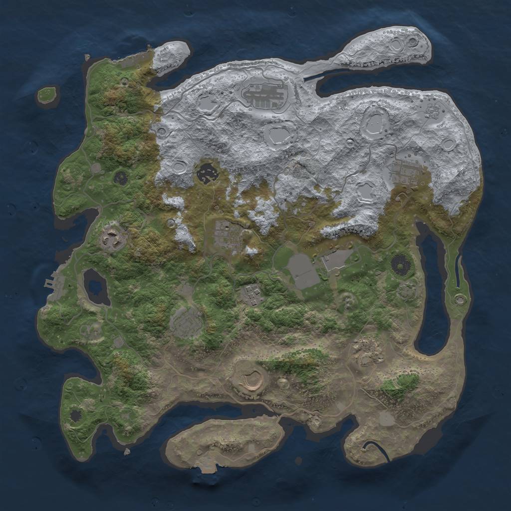 Rust Map: Procedural Map, Size: 3800, Seed: 422009, 18 Monuments