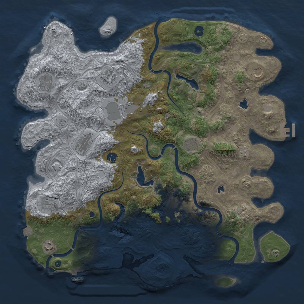 Rust Map: Procedural Map, Size: 4500, Seed: 215967457, 17 Monuments