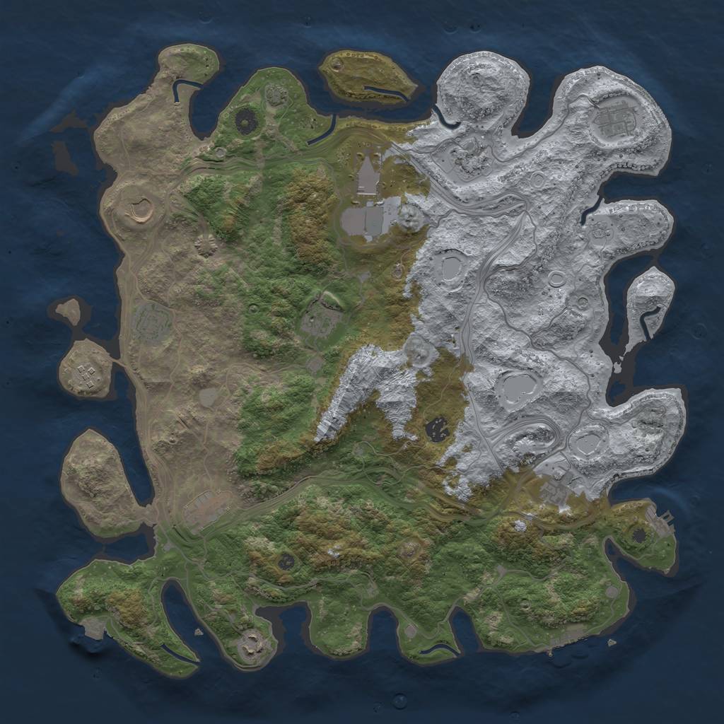 Rust Map: Procedural Map, Size: 4500, Seed: 120944680, 19 Monuments
