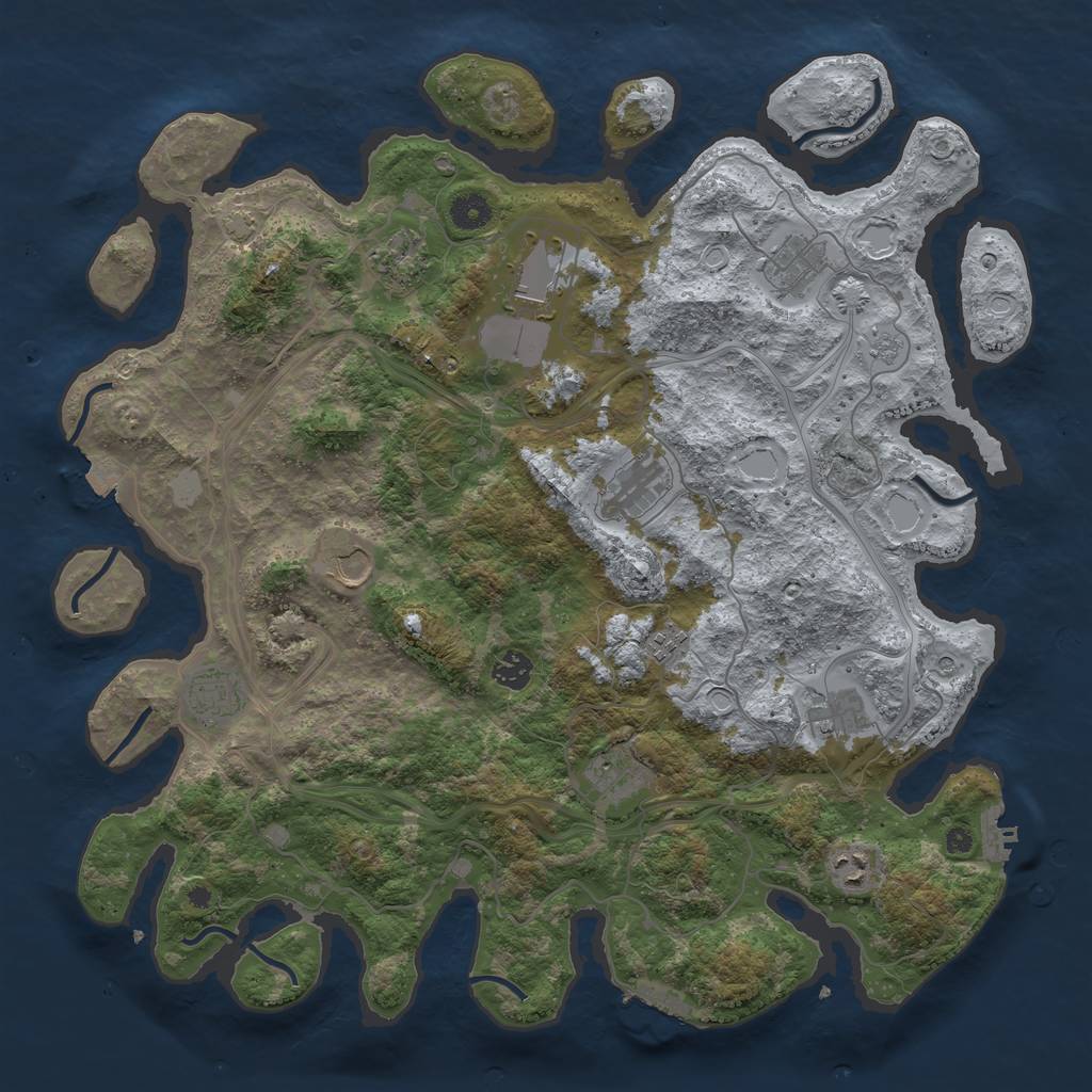 Rust Map: Procedural Map, Size: 4250, Seed: 704393572, 19 Monuments