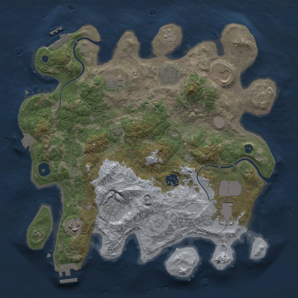 Rust Map: Procedural Map, Size: 3500, Seed: 127834587, 14 Monuments