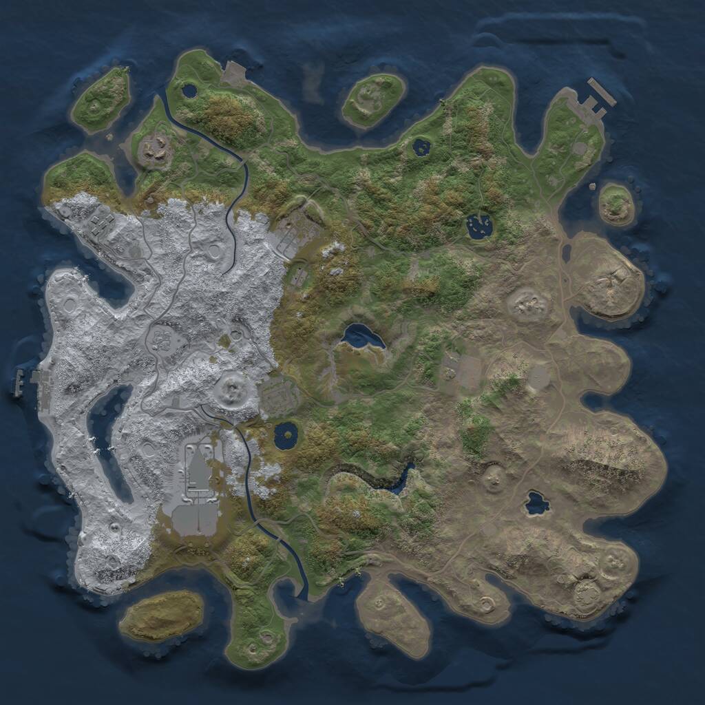Rust Map: Procedural Map, Size: 4000, Seed: 1828730259, 13 Monuments