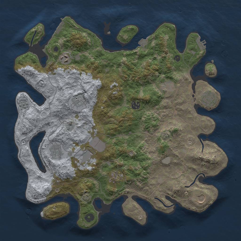 Rust Map: Procedural Map, Size: 4000, Seed: 1828730259, 18 Monuments