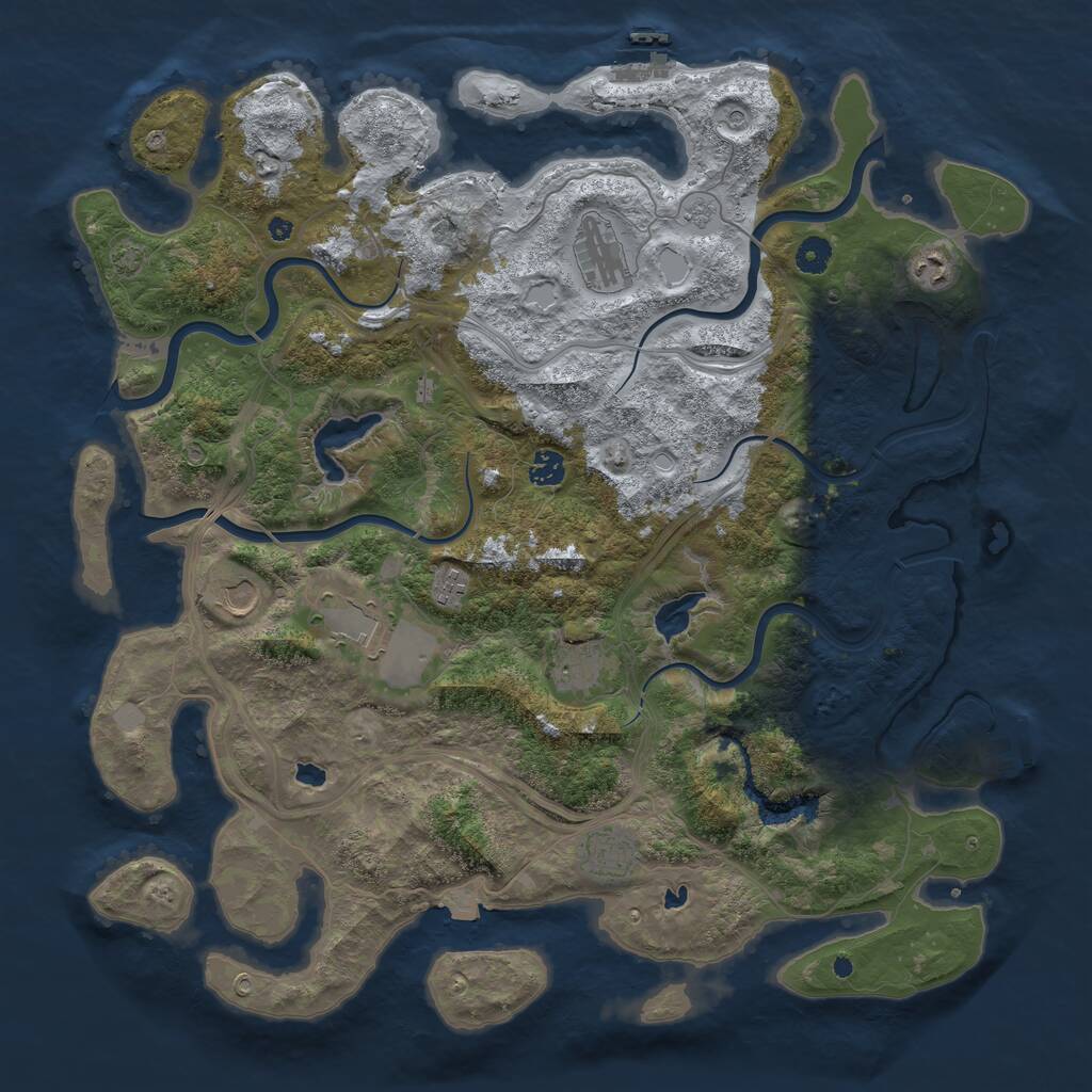 Rust Map: Procedural Map, Size: 4500, Seed: 1948039764, 14 Monuments