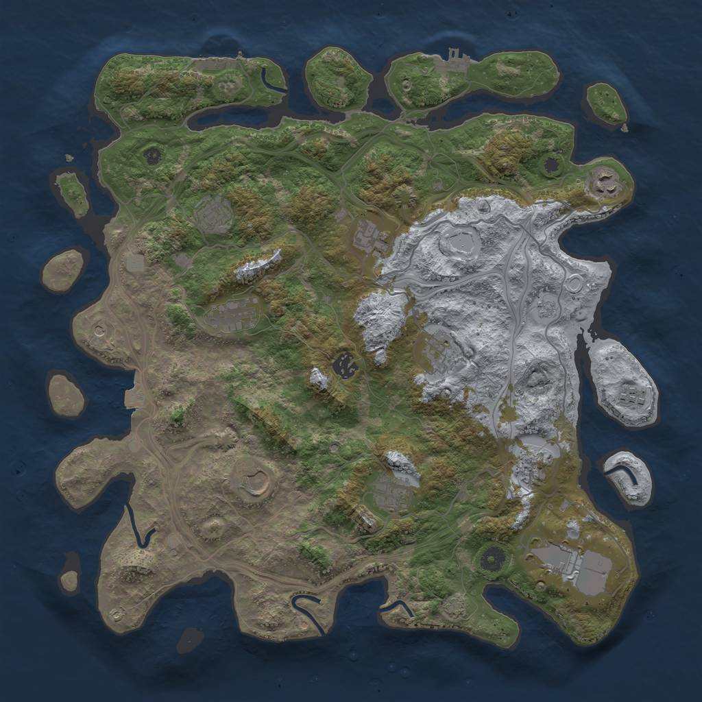 Rust Map: Procedural Map, Size: 4250, Seed: 1116476232, 19 Monuments