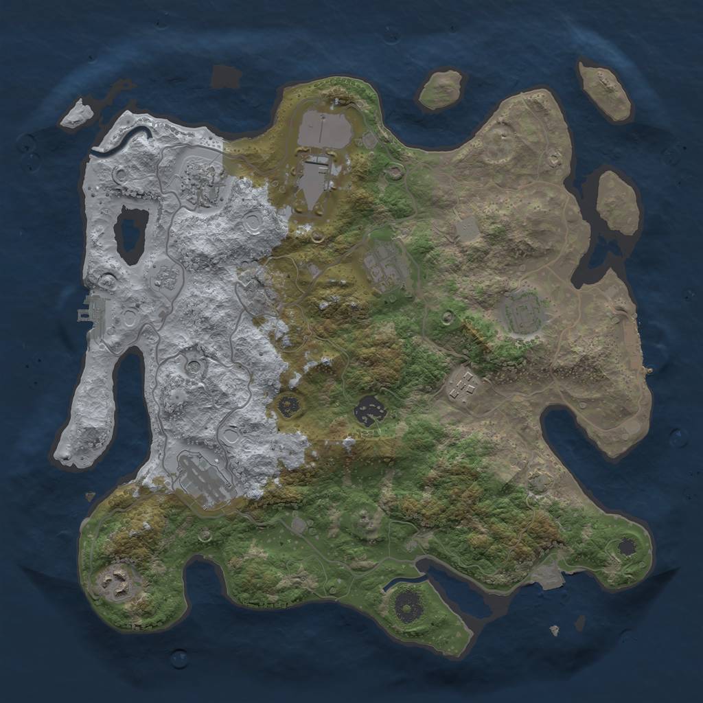 Rust Map: Procedural Map, Size: 3500, Seed: 1619568844, 16 Monuments