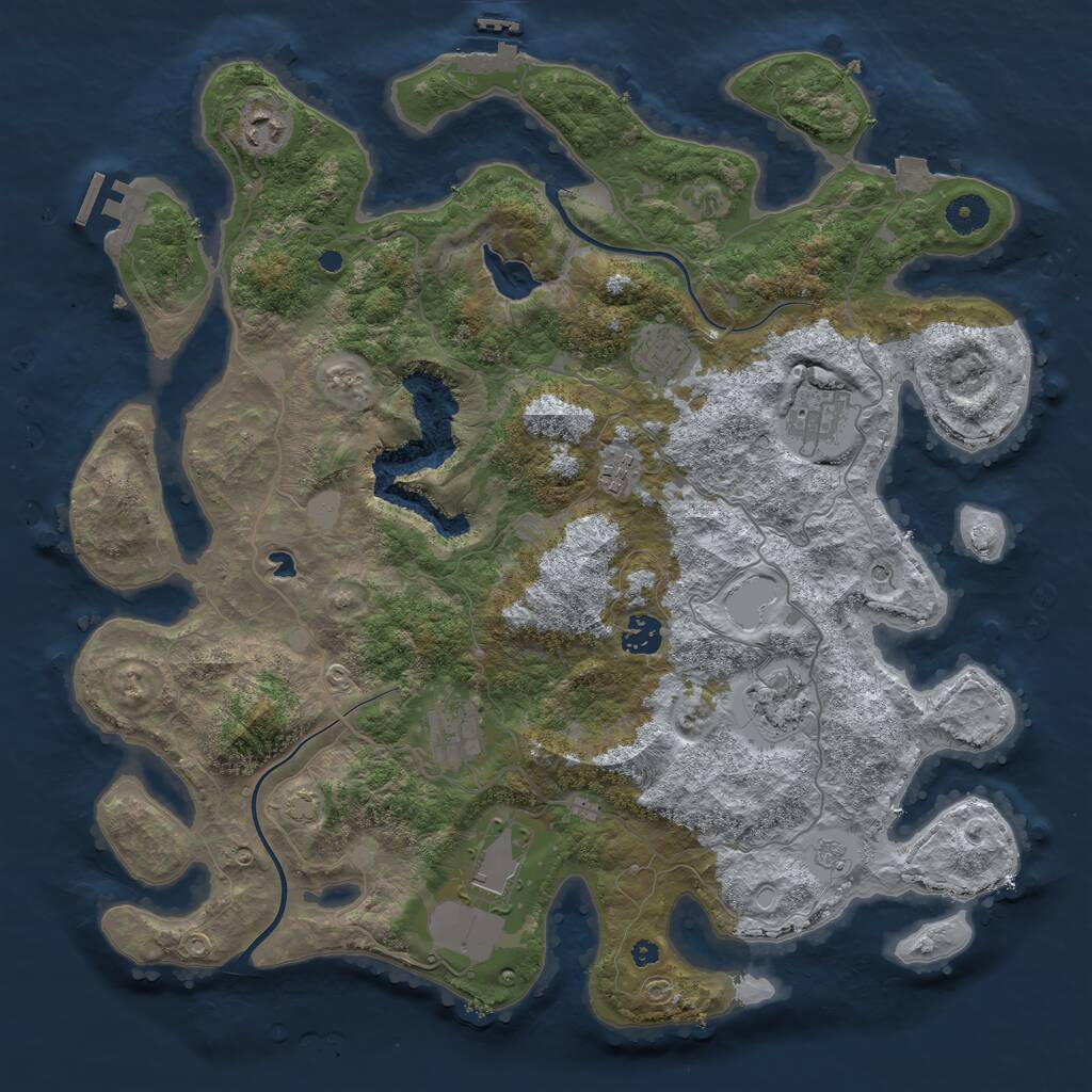 Rust Map: Procedural Map, Size: 4000, Seed: 458339859, 14 Monuments