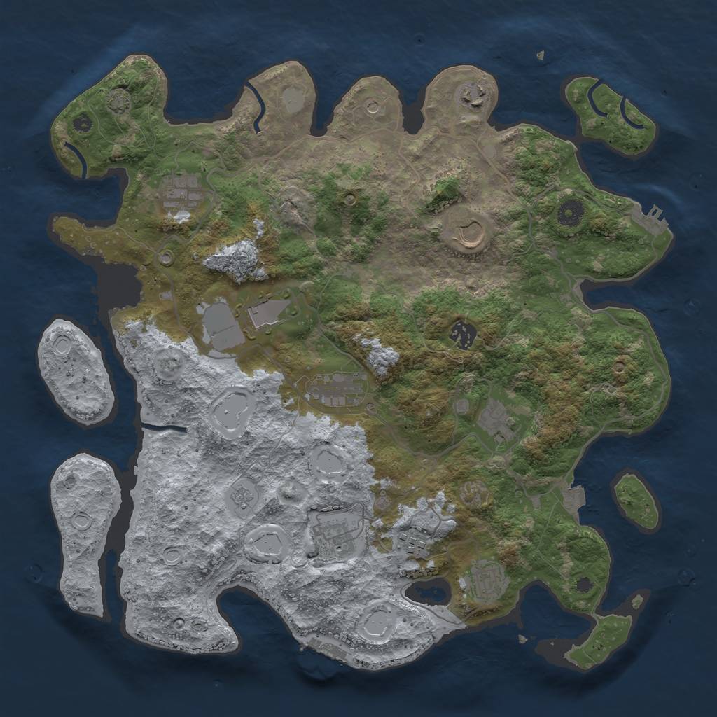 Rust Map: Procedural Map, Size: 4000, Seed: 667456395, 18 Monuments