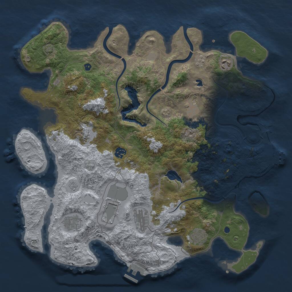 Rust Map: Procedural Map, Size: 4000, Seed: 667456395, 15 Monuments