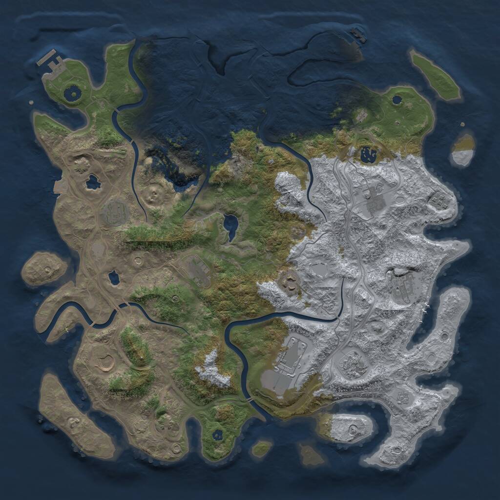 Rust Map: Procedural Map, Size: 4500, Seed: 1408530504, 16 Monuments