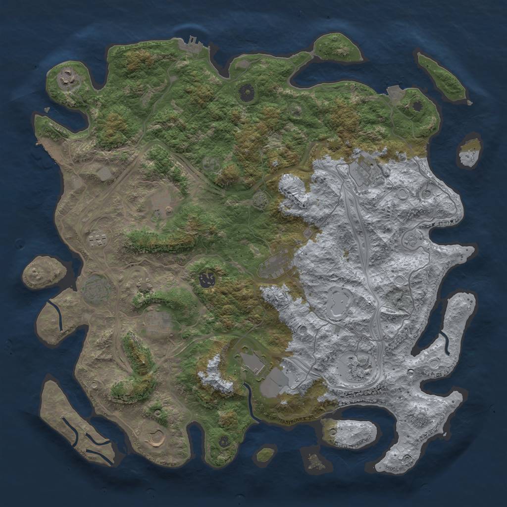 Rust Map: Procedural Map, Size: 4500, Seed: 1408530504, 19 Monuments