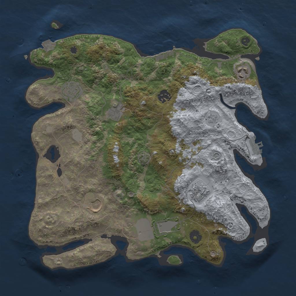 Rust Map: Procedural Map, Size: 3500, Seed: 1912138894, 15 Monuments
