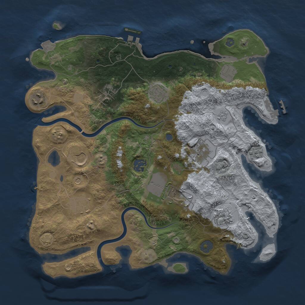 Rust Map: Procedural Map, Size: 3500, Seed: 1912138894, 18 Monuments