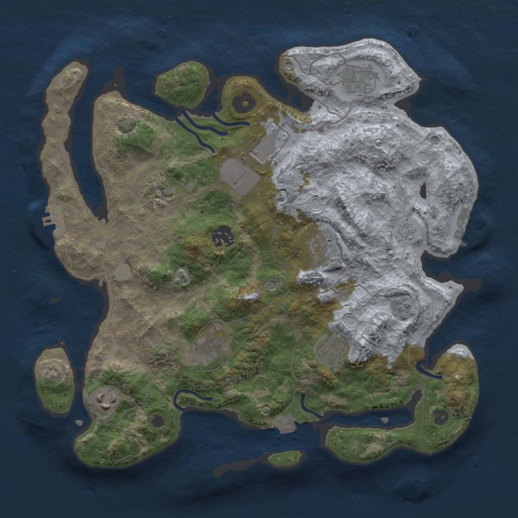 Rust Map: Procedural Map, Size: 3500, Seed: 961166853, 17 Monuments