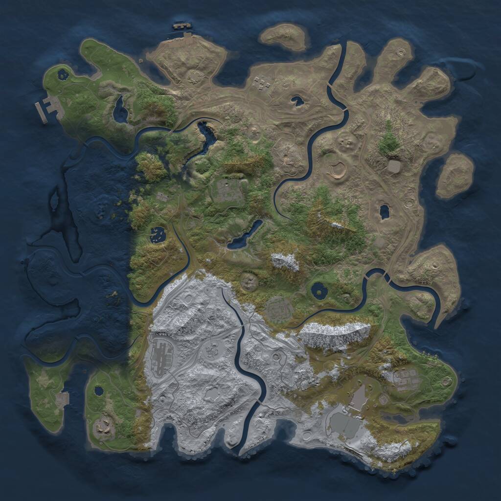 Rust Map: Procedural Map, Size: 4500, Seed: 138663645, 16 Monuments