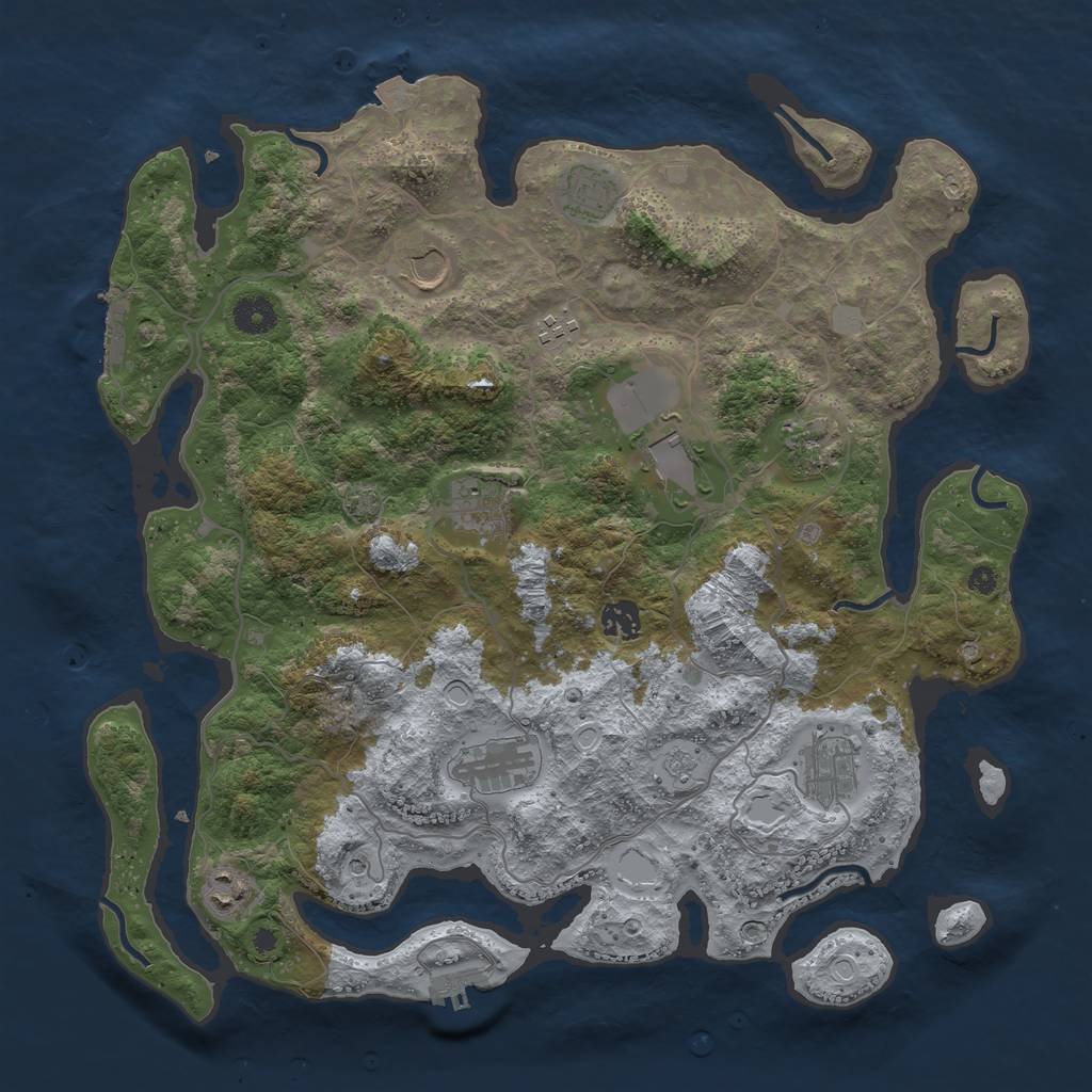 Rust Map: Procedural Map, Size: 4000, Seed: 60624, 18 Monuments