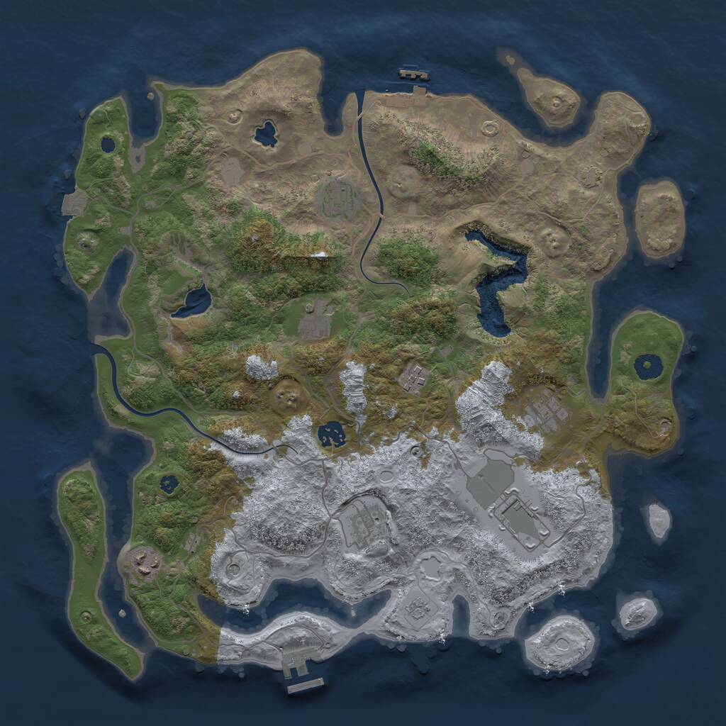 Rust Map: Procedural Map, Size: 4000, Seed: 60624, 14 Monuments
