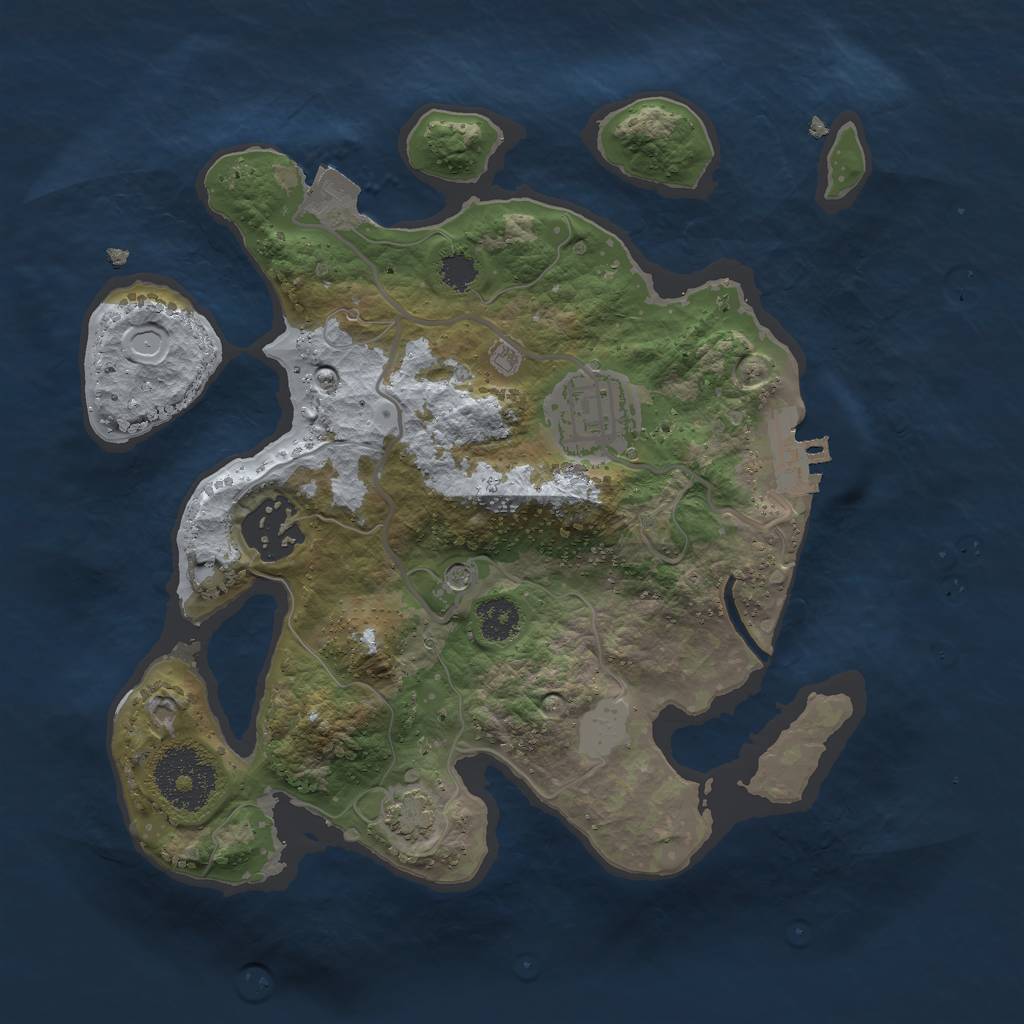 Rust Map: Procedural Map, Size: 2500, Seed: 1943860654, 8 Monuments