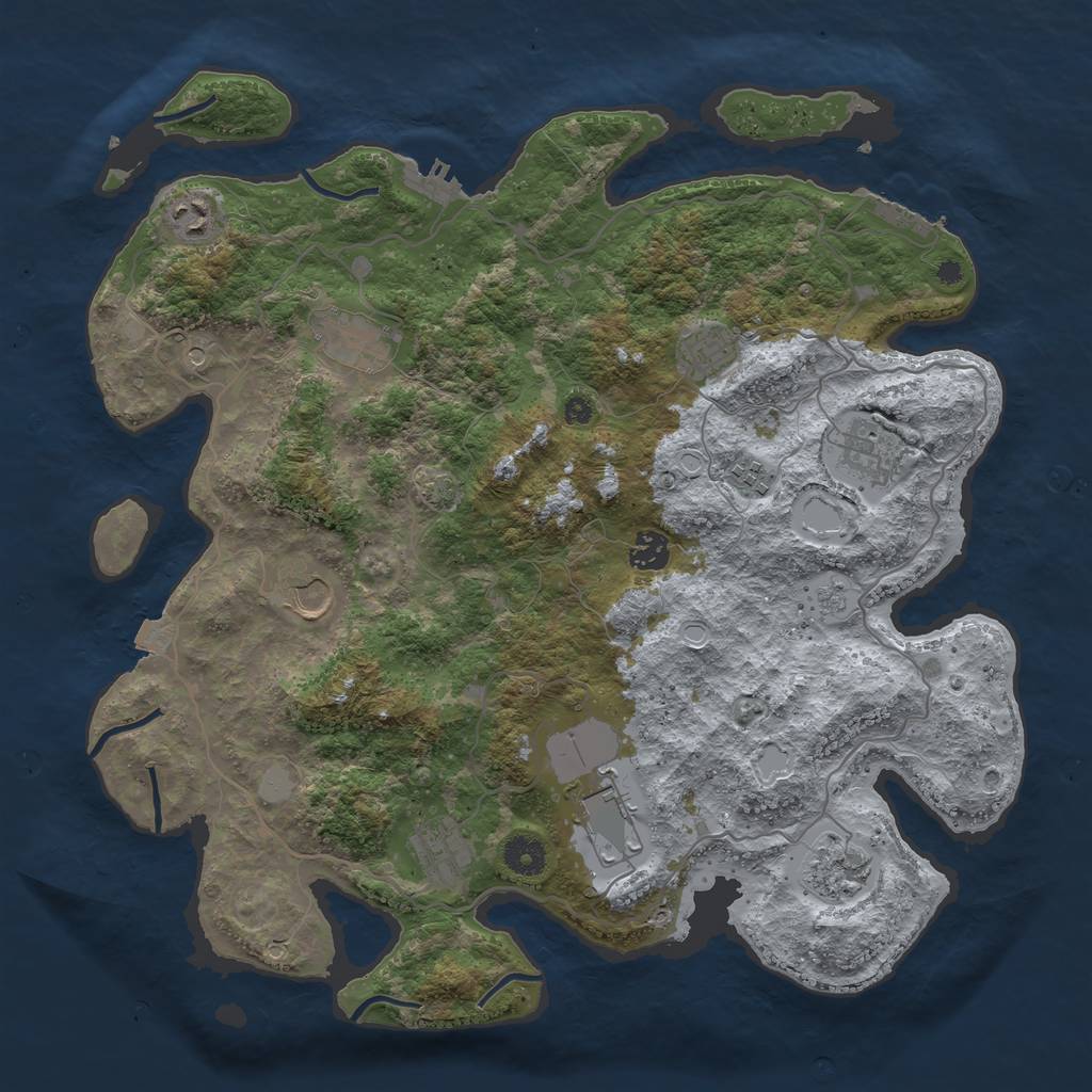 Rust Map: Procedural Map, Size: 4000, Seed: 1599038191, 18 Monuments