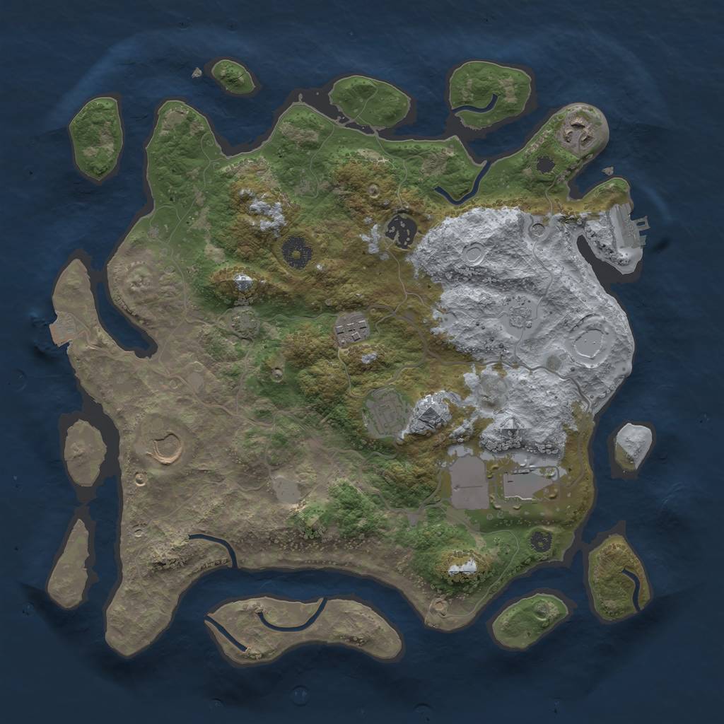 Rust Map: Procedural Map, Size: 3500, Seed: 133786, 13 Monuments