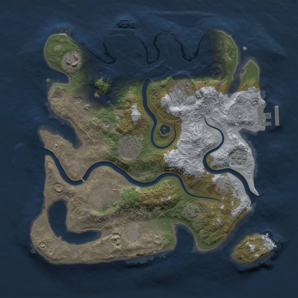 Rust Map: Procedural Map, Size: 3000, Seed: 645673617, 12 Monuments