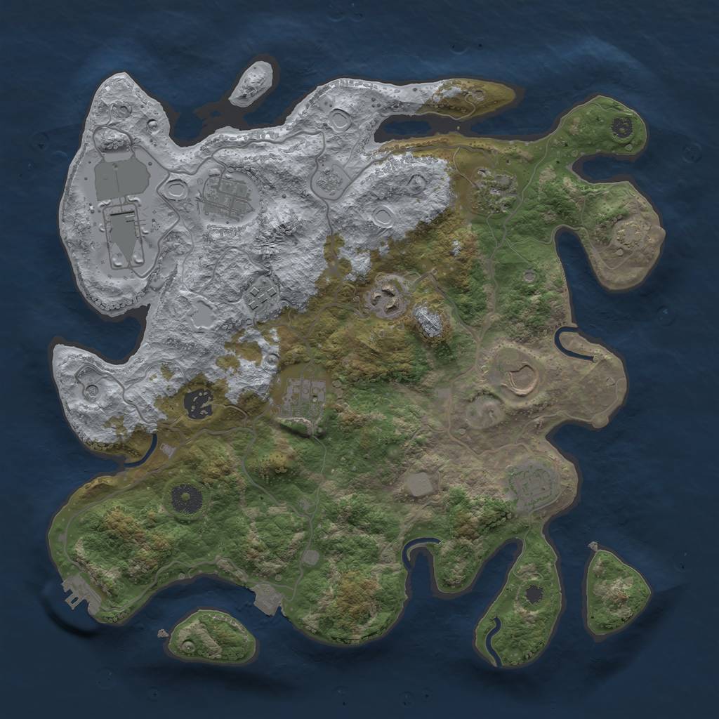 Rust Map: Procedural Map, Size: 3500, Seed: 1060381681, 16 Monuments