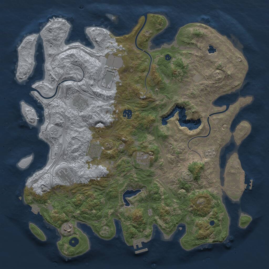 Rust Map: Procedural Map, Size: 4250, Seed: 147851255, 14 Monuments