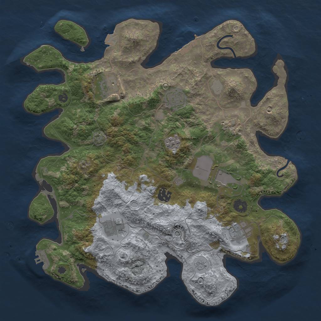 Rust Map: Procedural Map, Size: 3500, Seed: 1828619718, 16 Monuments