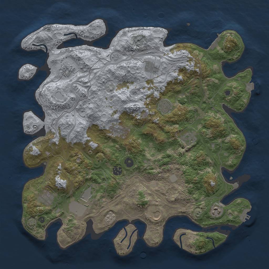 Rust Map: Procedural Map, Size: 4250, Seed: 34939540, 19 Monuments