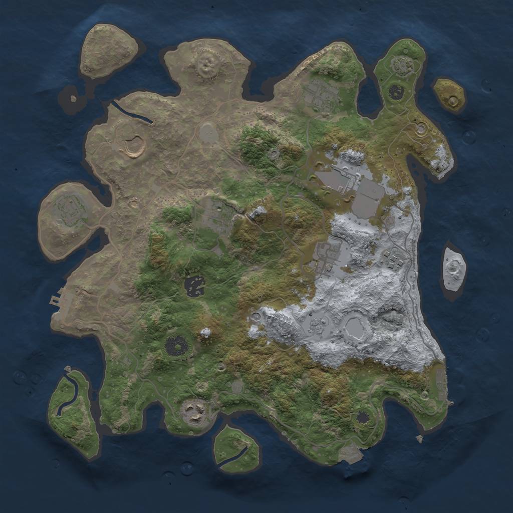 Rust Map: Procedural Map, Size: 3500, Seed: 92912345, 17 Monuments