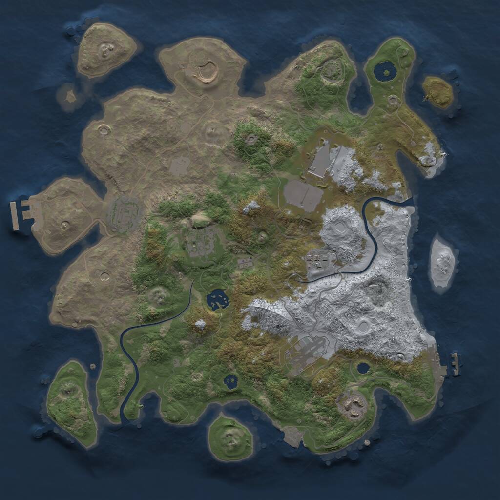Rust Map: Procedural Map, Size: 3500, Seed: 92912345, 13 Monuments