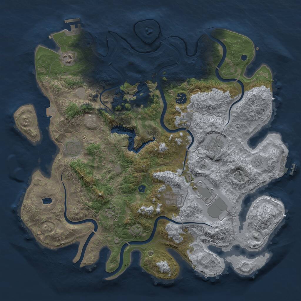 Rust Map: Procedural Map, Size: 4000, Seed: 1353175998, 14 Monuments