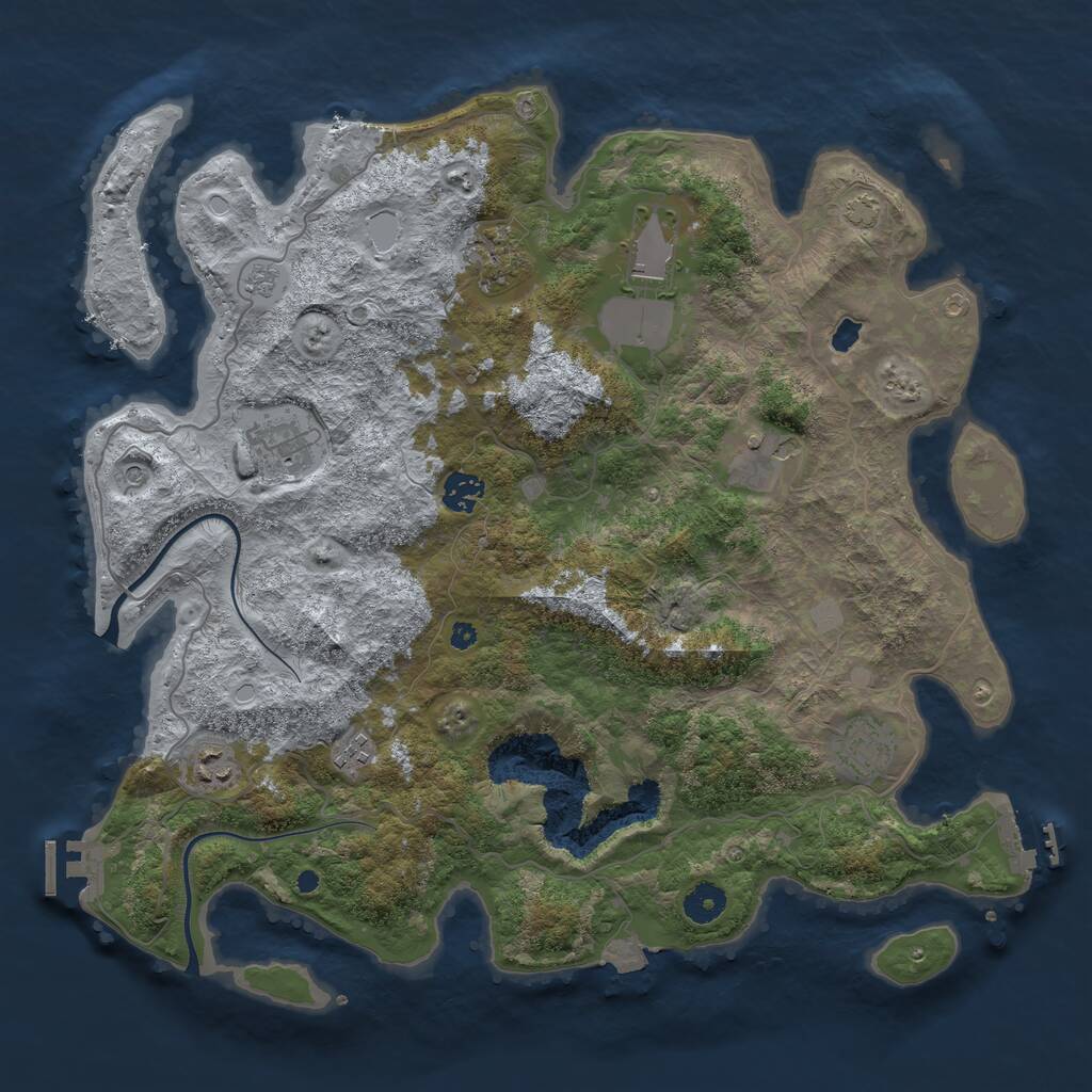 Rust Map: Procedural Map, Size: 4000, Seed: 578387110, 14 Monuments