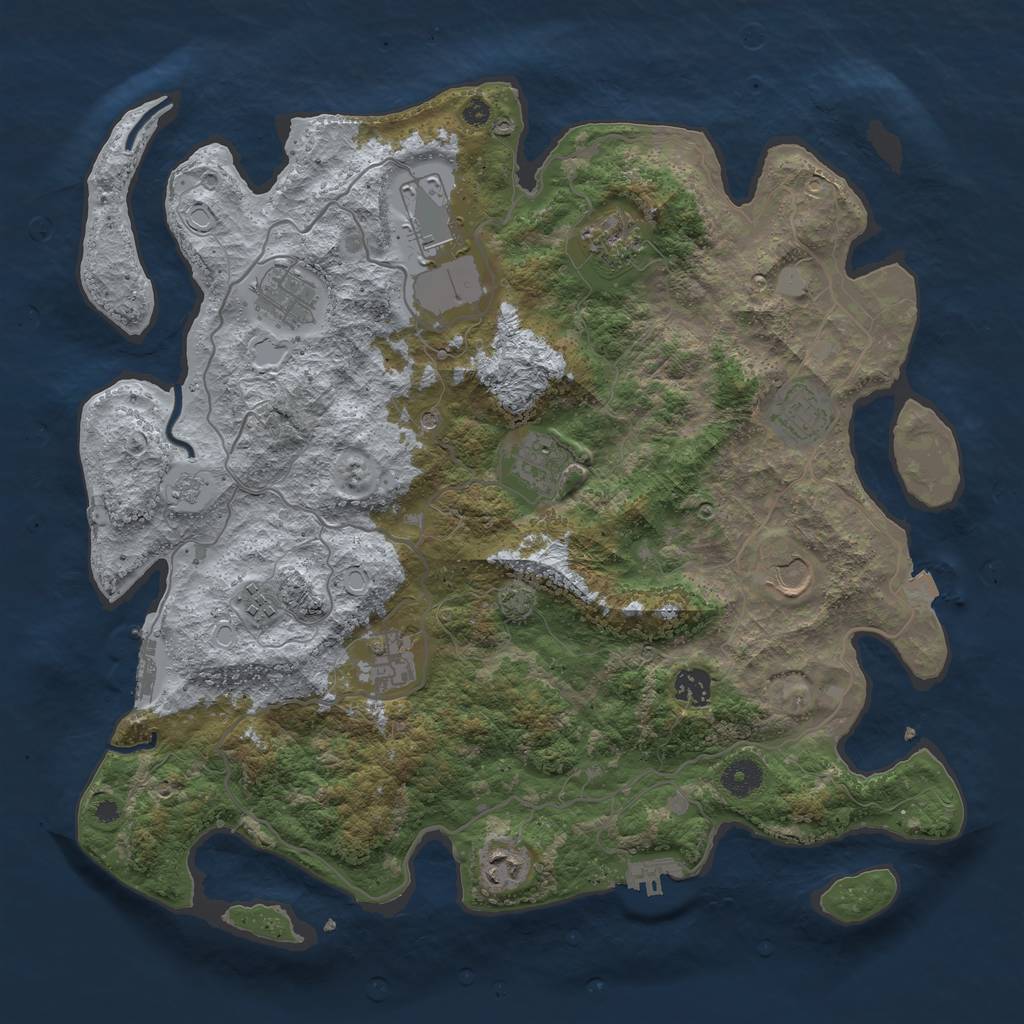 Rust Map: Procedural Map, Size: 4000, Seed: 578387110, 18 Monuments