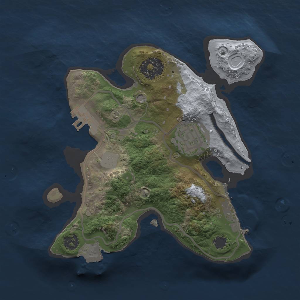 Rust Map: Procedural Map, Size: 2000, Seed: 377437820, 6 Monuments