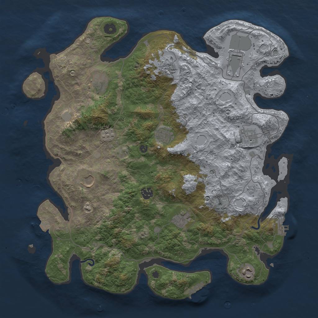 Rust Map: Procedural Map, Size: 4000, Seed: 1548901671, 18 Monuments