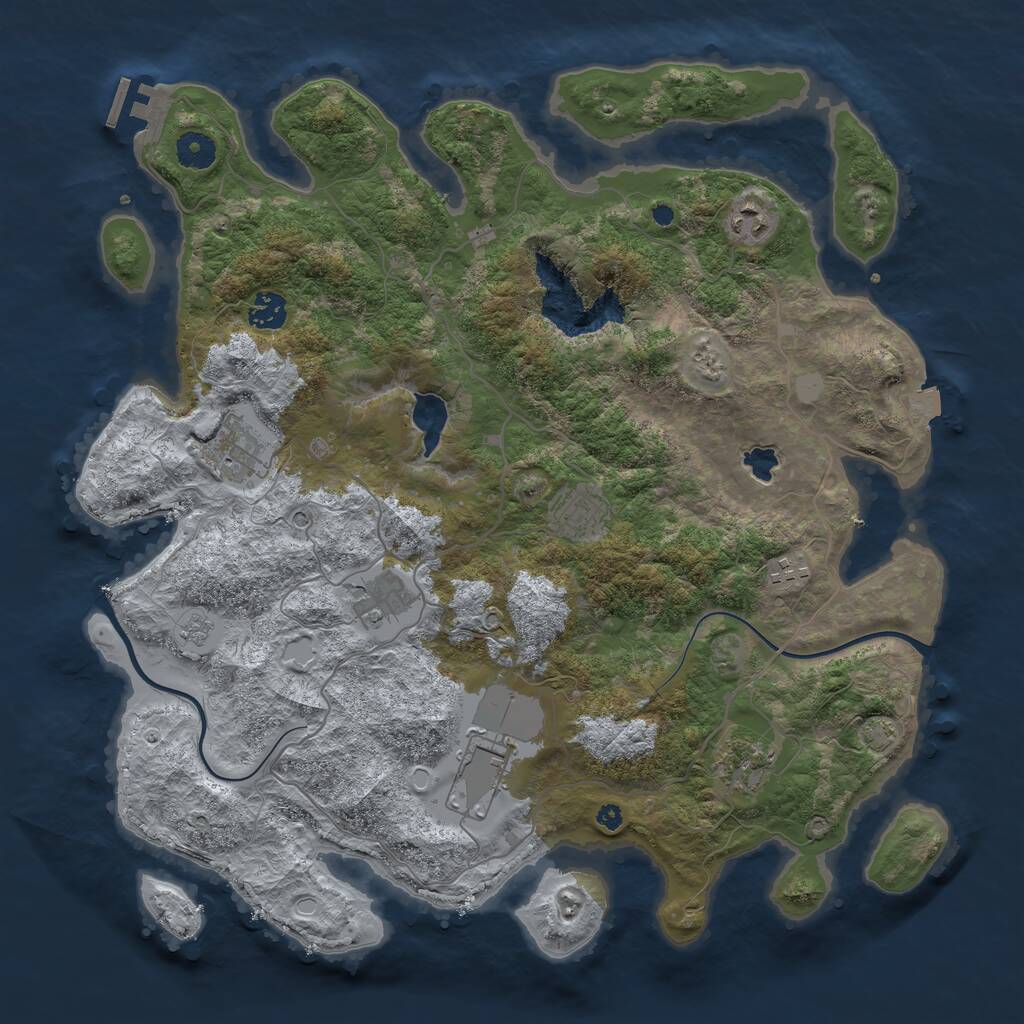 Rust Map: Procedural Map, Size: 4000, Seed: 251717105, 13 Monuments