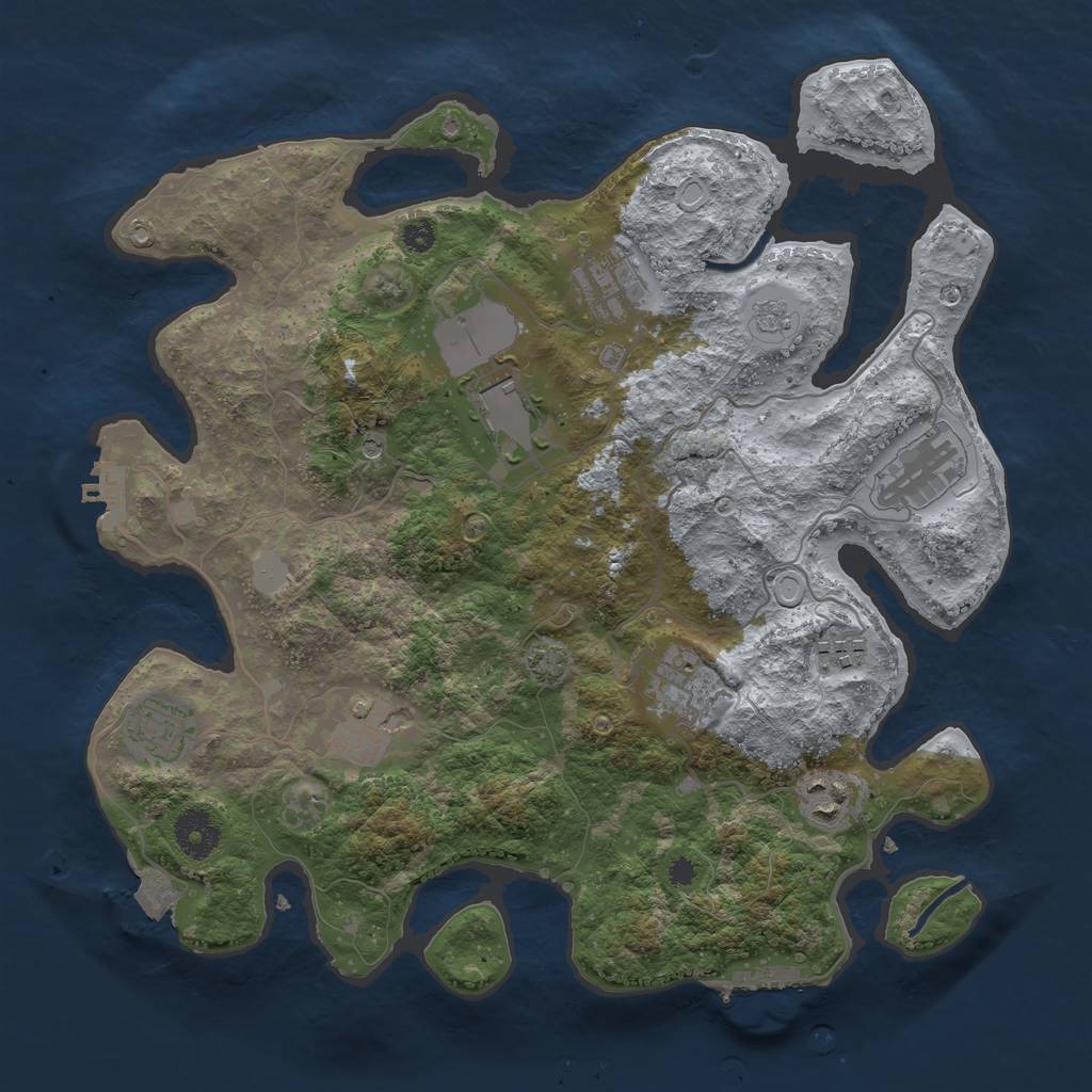 Rust Map: Procedural Map, Size: 3500, Seed: 428772291, 16 Monuments